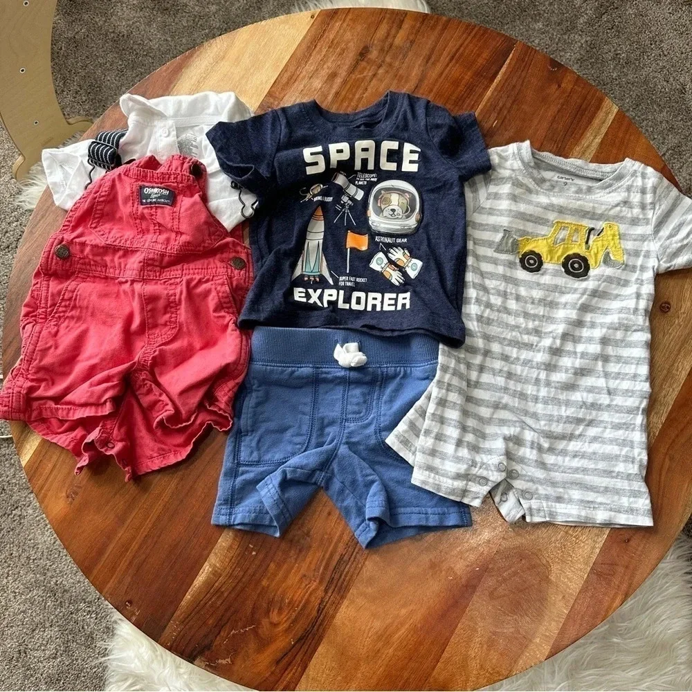BABY BOY 9M Clothing‎ Bundle Osh Kosh Carters Overalls Romper